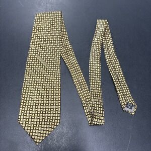 VALERIO GARATI Mens Dress Tie Pure Silk Black and‎ Gold Geometric Preppy